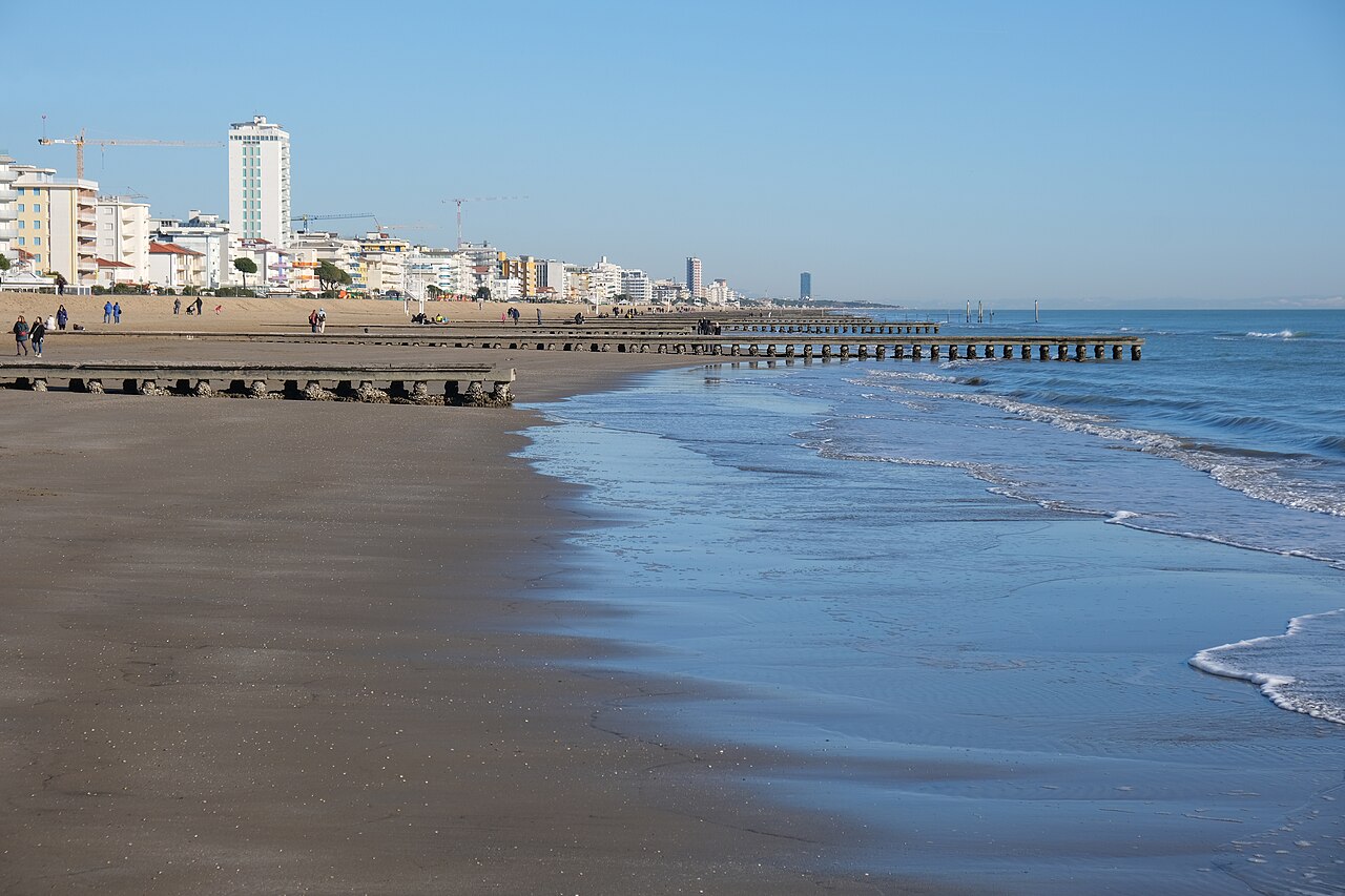 One of the piers that reach out into the sea at Jesolo, a characteristic feature of the beach used by lifeguards and a favourite spot for sunset photographs